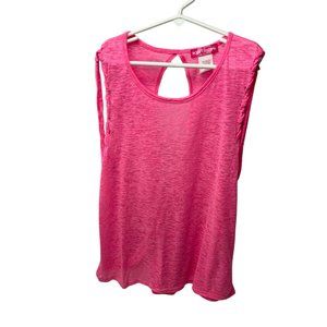Body Central Womens Size Large Pink Peep Hole Hole Back Braided Tank Top Sleevel